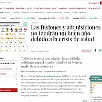 Las fusiones y adquisiciones no tendrn un buen ao debido a la crisis de salud
